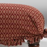 Small Art Deco Footstool with Original Upholstery, France, 1940s