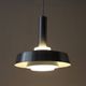Rare pendant lamp / aluminum / opaline glass / Space Age / Mid-Century Danish Modern design / 1960s / 1970s