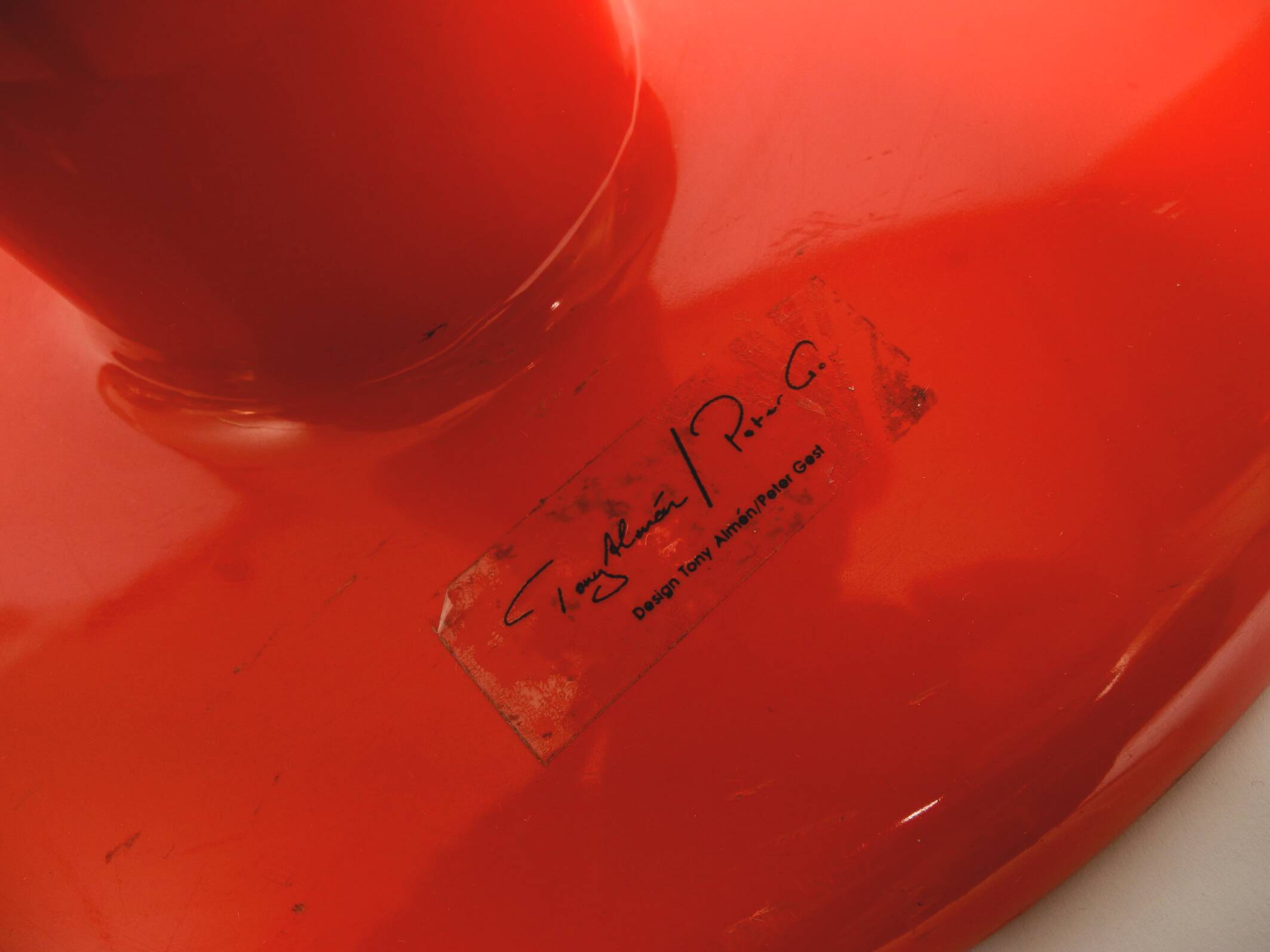 Two large limited abstract metal floor sculptures in red