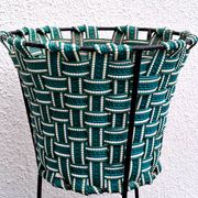 Tripod plant pot, made of scoubidou, vintage seventies.