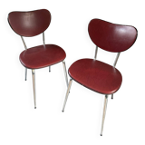 Paire de chaises en skaï bordeau