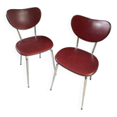 Pair of burgundy faux leather chairs