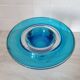 Round blue Murano glass bowl by Venini / signed