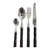 Set of 4 black bamboo cutlery