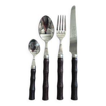 Set of 4 black bamboo cutlery