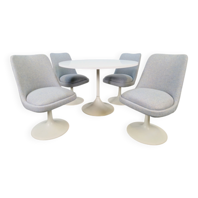 Chaises Tulipe Vintage et Table à Manger dans le style d'Eero Saarinen, années 1970, Ensemble de 5
