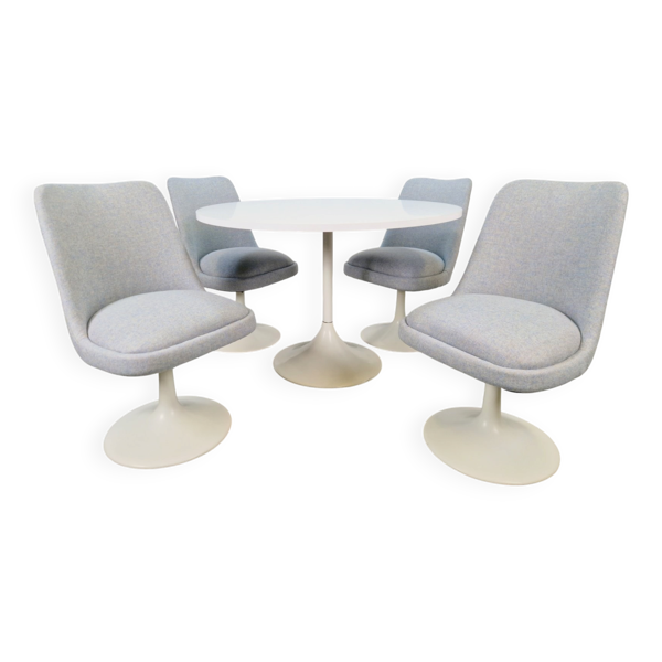 Chaises Tulipe Vintage et Table à Manger dans le style d'Eero Saarinen, années 1970, Ensemble de 5