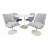 Chaises Tulipe Vintage et Table à Manger dans le style d'Eero Saarinen, années 1970, Ensemble de 5