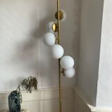 Italian mid century floor lamp brass & opal glass 1950