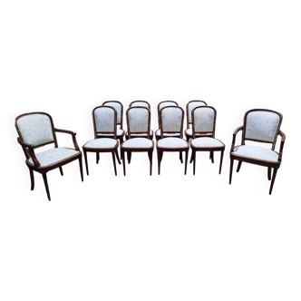 Set of 8 chairs and a pair of Louis XVI armchairs.