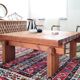 Scandinave table basse brutaliste en pin massif -  1960–1970