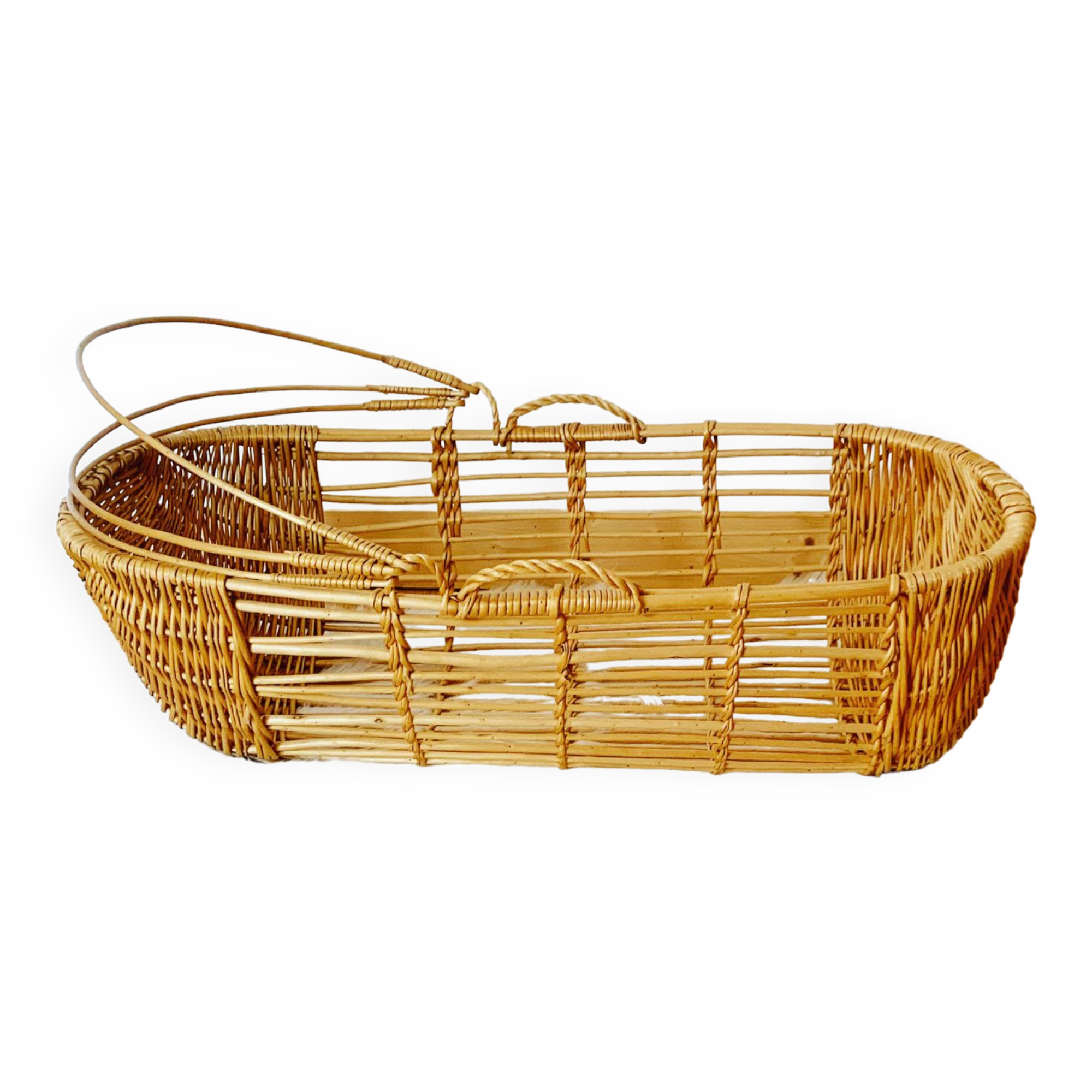 Vintage wicker and rattan bassinet