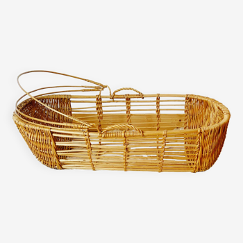 Vintage wicker and rattan bassinet