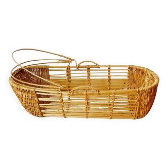 Vintage wicker and rattan bassinet