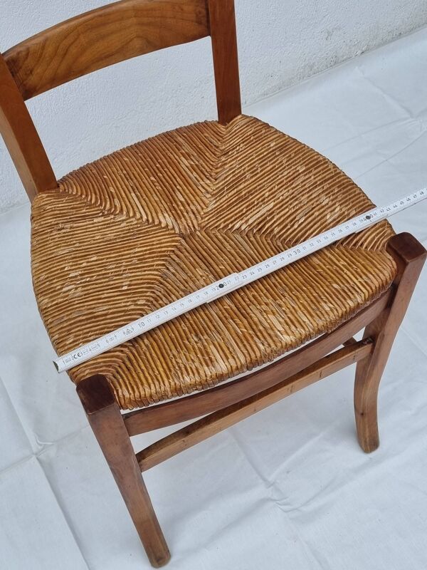 Chaise bistrot alsacienne en hêtre paillée, café brasserie vers 1920