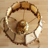 Lampe de table Mid-Century sur un pied en laiton massif et opulent - abat-jour en cuir