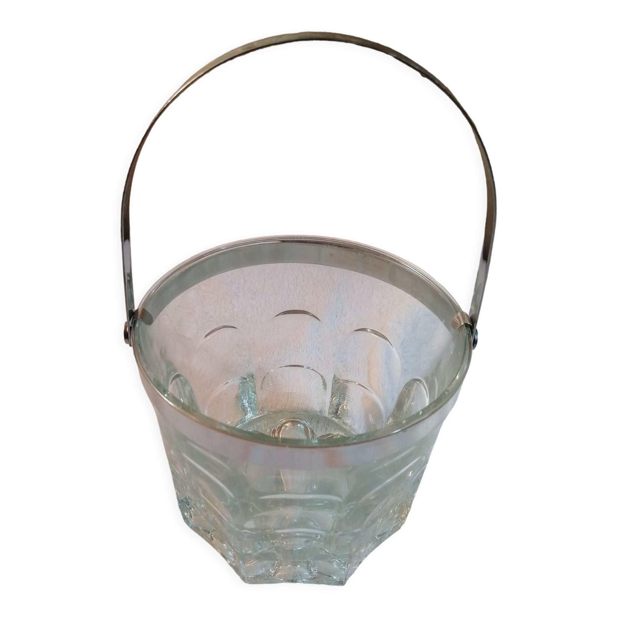 Glass and metal ice bucket