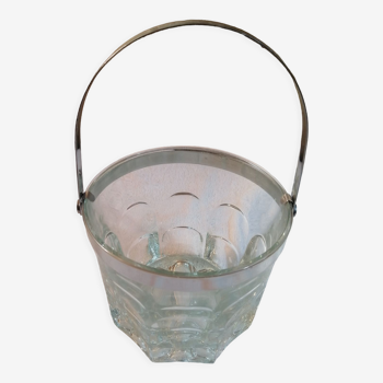 Glass and metal ice bucket