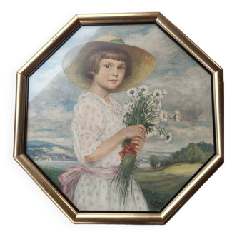 Portrait of a child with a bouquet