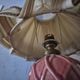 Rare 1970s Desk lamp with pleated shade