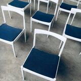 Belgian White Dining Chair, 1970s, Set of 9