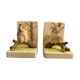Pair of owl Japanese ceramic book greenhouses, 1980