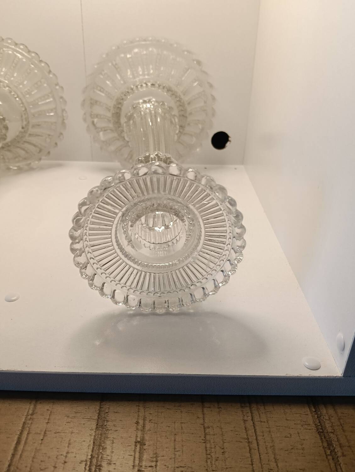 Pair of vintage glass candlesticks