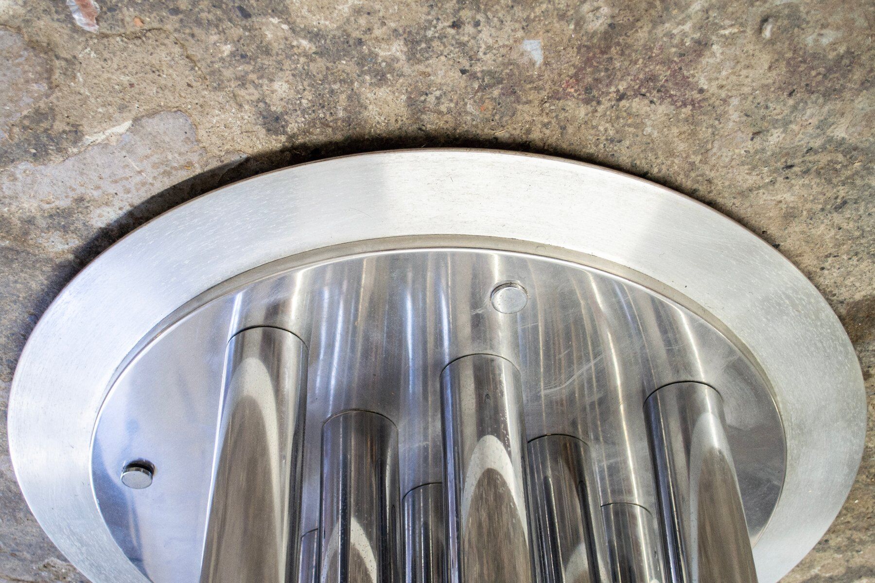 Large ceiling lamp with 13 chrome lights by Goffredo Reggiani, 1970s.