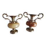 Petits vases  marbre et laiton