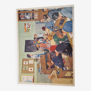 Old school poster Rossignol 50s the class the school the teacher school teacher the shoe seller