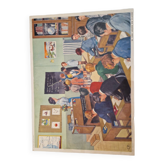 Old school poster Rossignol 50s the class the school the teacher school teacher the shoe seller