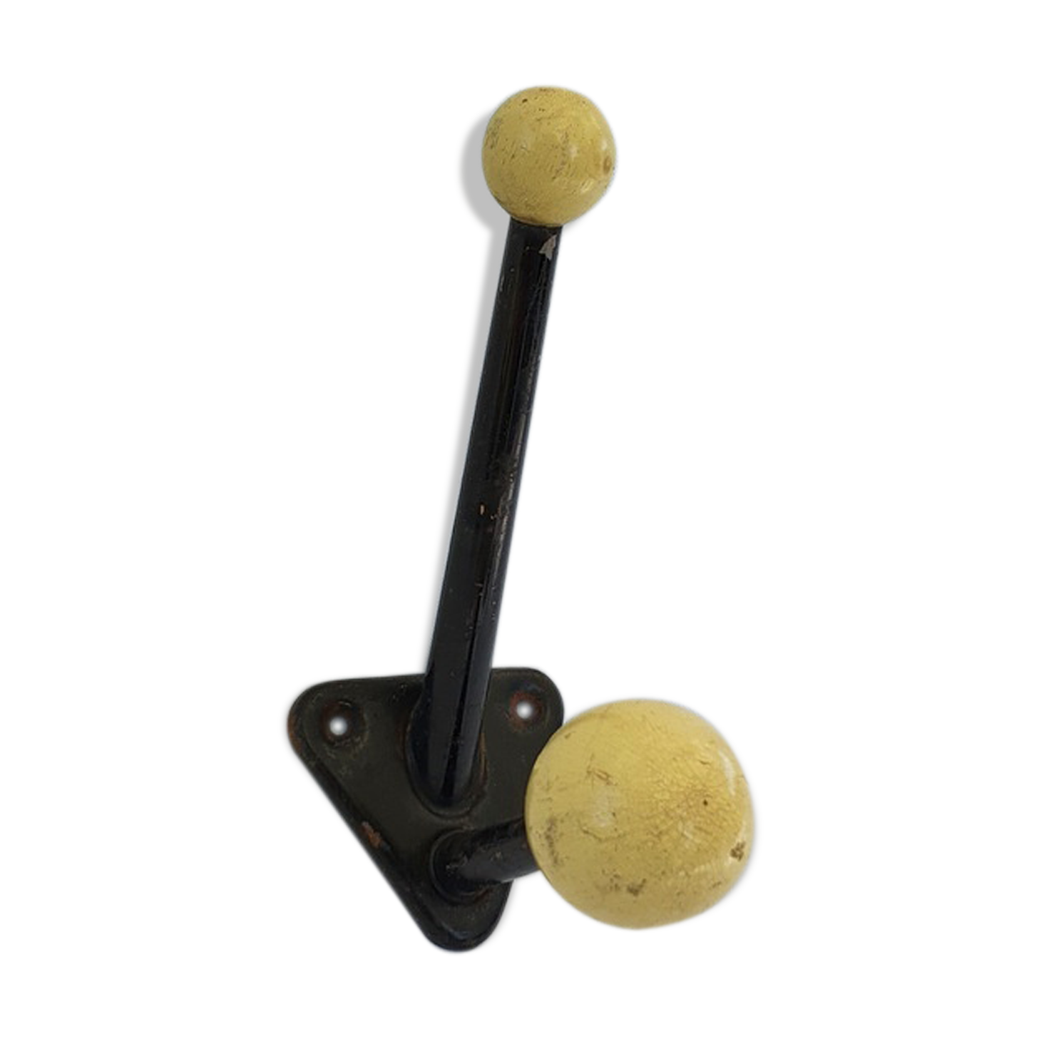 Vintage patère has 2 wooden balls