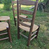 4 chaises Charles Dudouyt paillées design 40-50-60