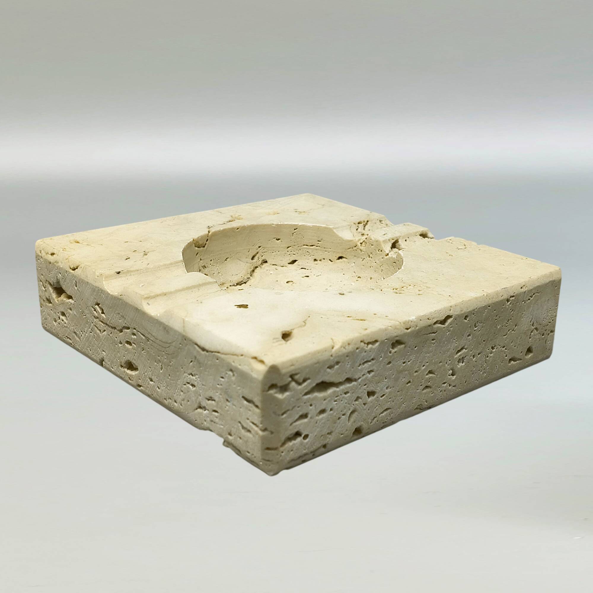 Rare 1970s travertine smoking set by Enzo Mari for Fratelli Mannelli
