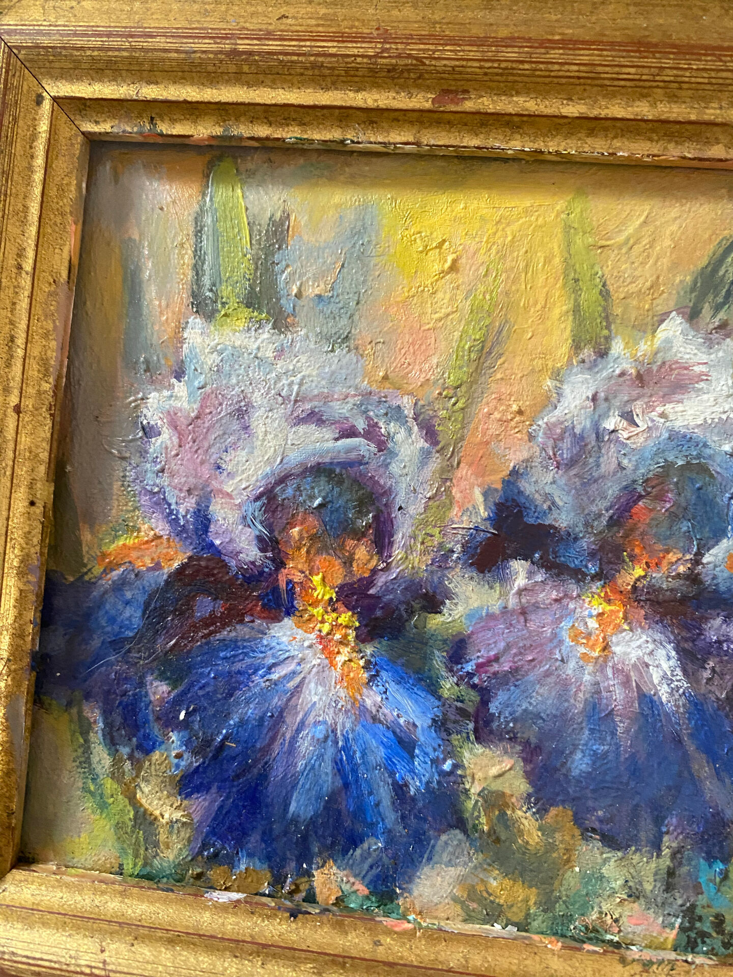 Table with two irises signed Fragal.