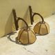 Four vintage rattan wall lamps