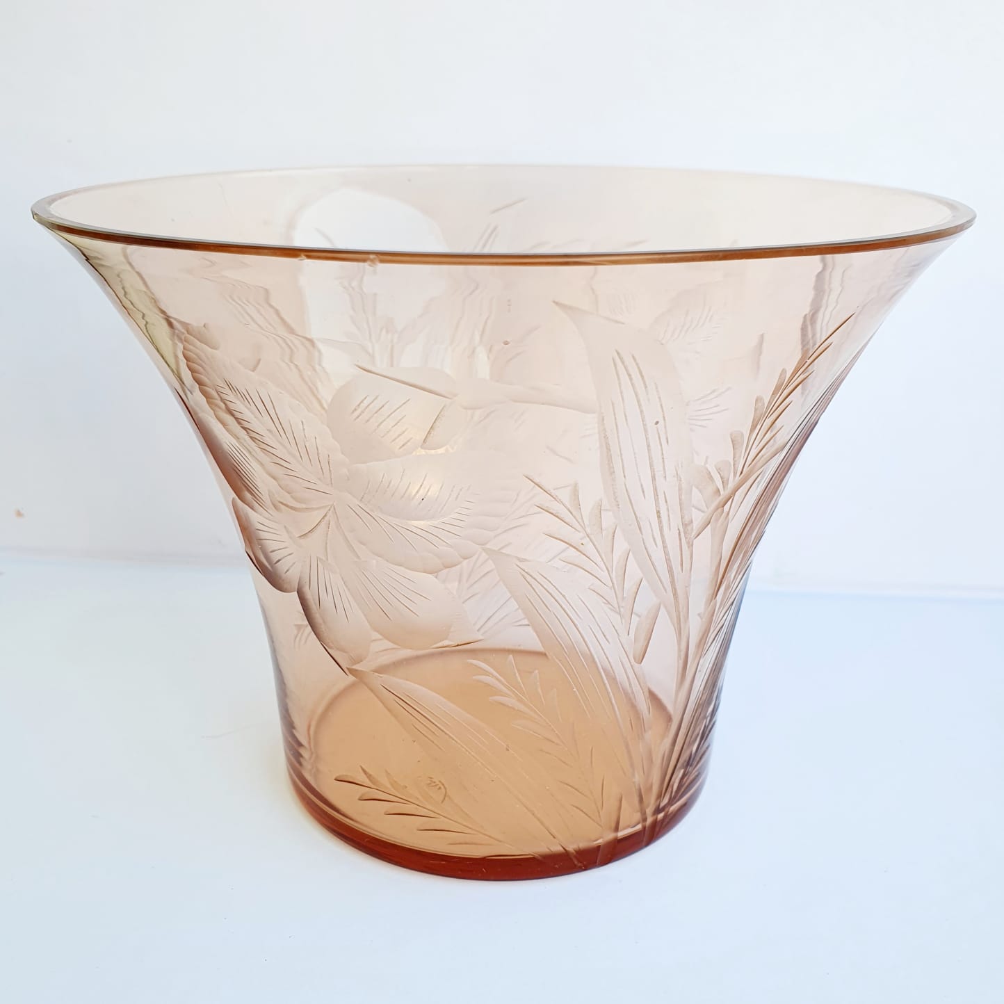 Old engraved glass vase