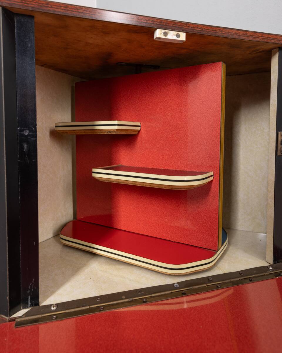 Vintage 60s corner bar cabinet in italian design wood