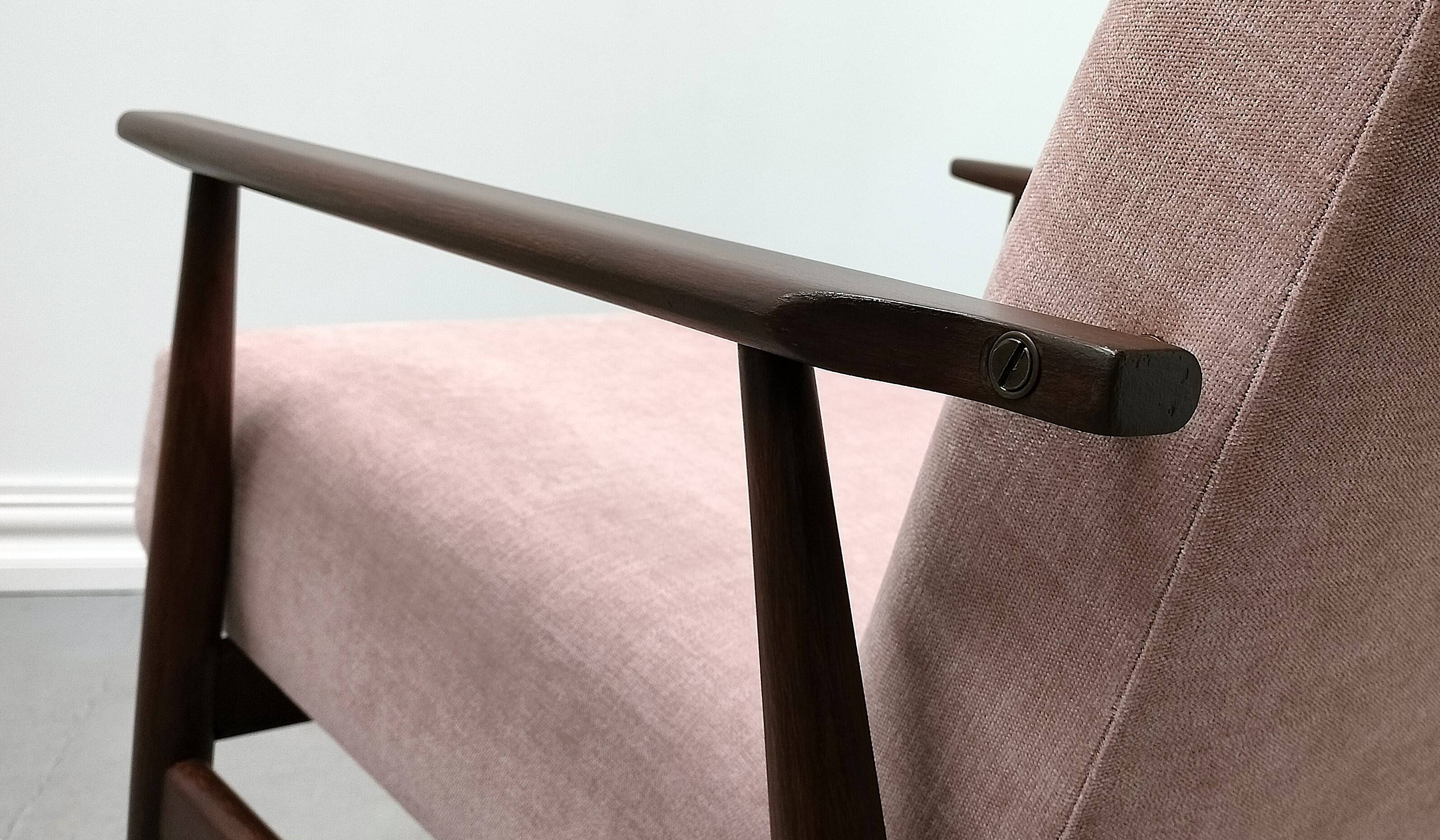 1960 Henryk Lis Mid Century Armchair in Pink