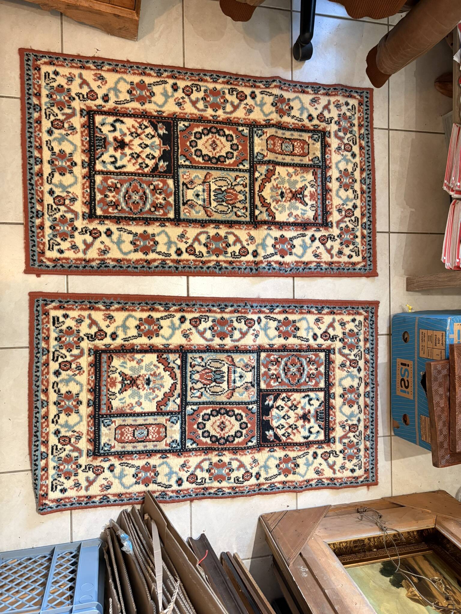 Pair of 2x Wool Ghom Oriental Berber Moroccan Rugs 100x60