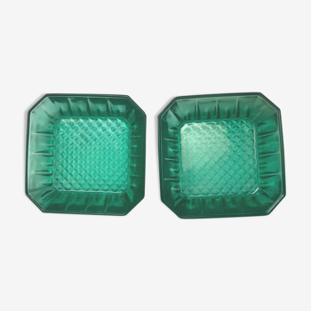 Vintage square ramekins made of Arcoroc glass - Emerald Green