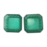 Vintage square ramekins made of Arcoroc glass - Emerald Green