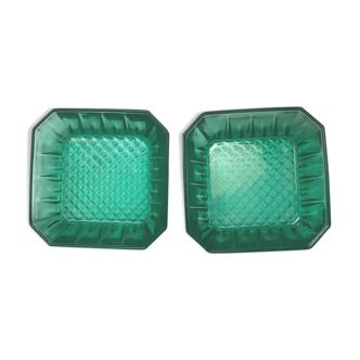 Ramequins vintage carrés en verre Arcoroc - Vert Emeraude