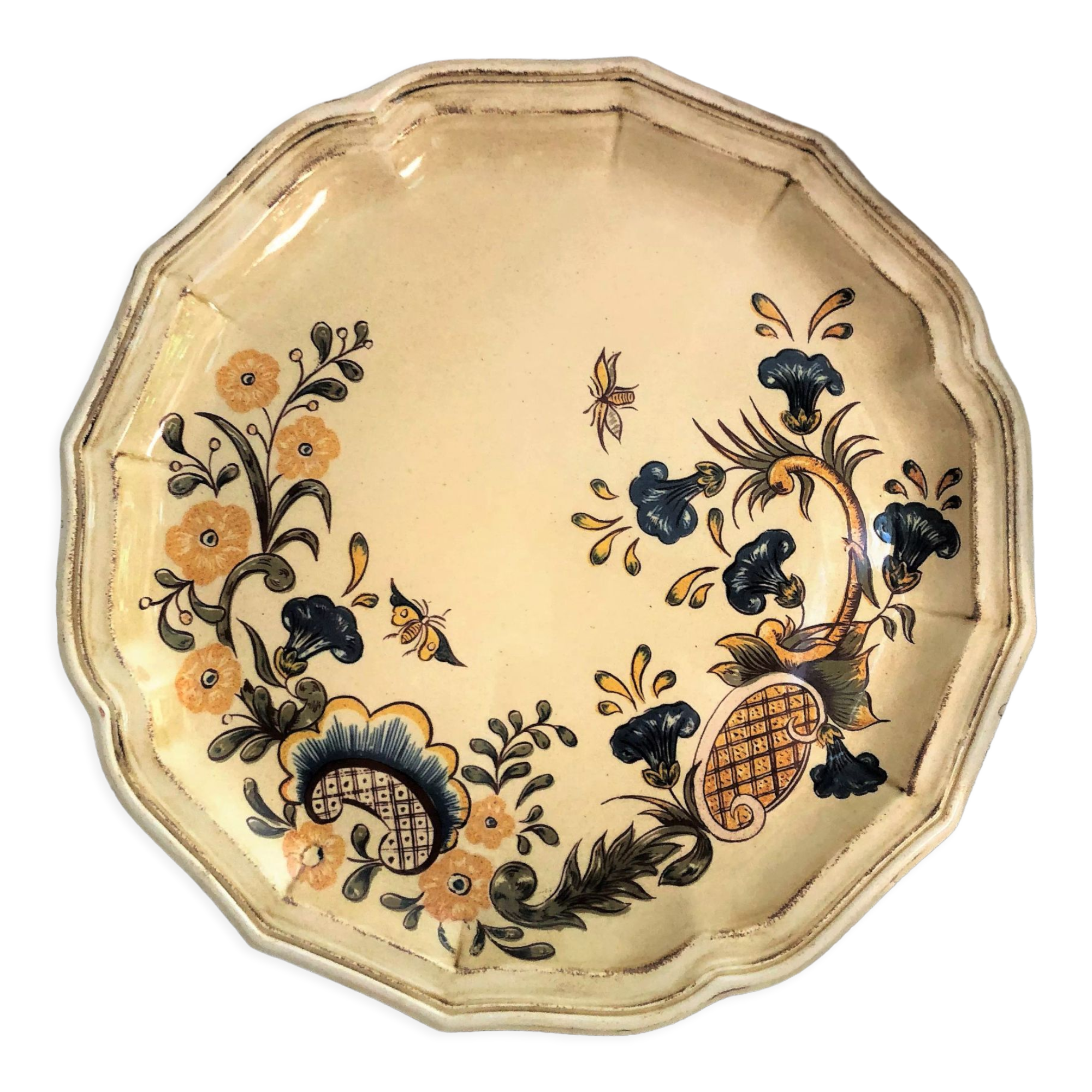 Assiette décorative faïence de Salins France décor d'Aligne