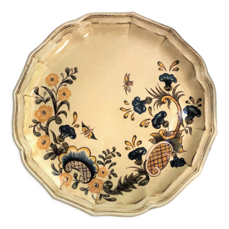 Decorative plate earthenware of Salins France decoration of Aligne