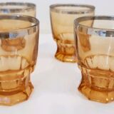 6 thick glass amber water glasses