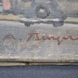 Antoine Burger (1942-2016) L'église - Huile sur toile - Signée