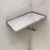 Ancien miroir de barbier contour en aluminium et trépied décoration vintage