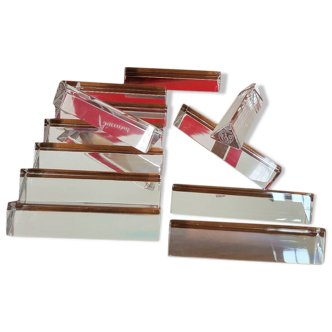 Baccarat 12 crystal knife holders, triangle shape, stamped
