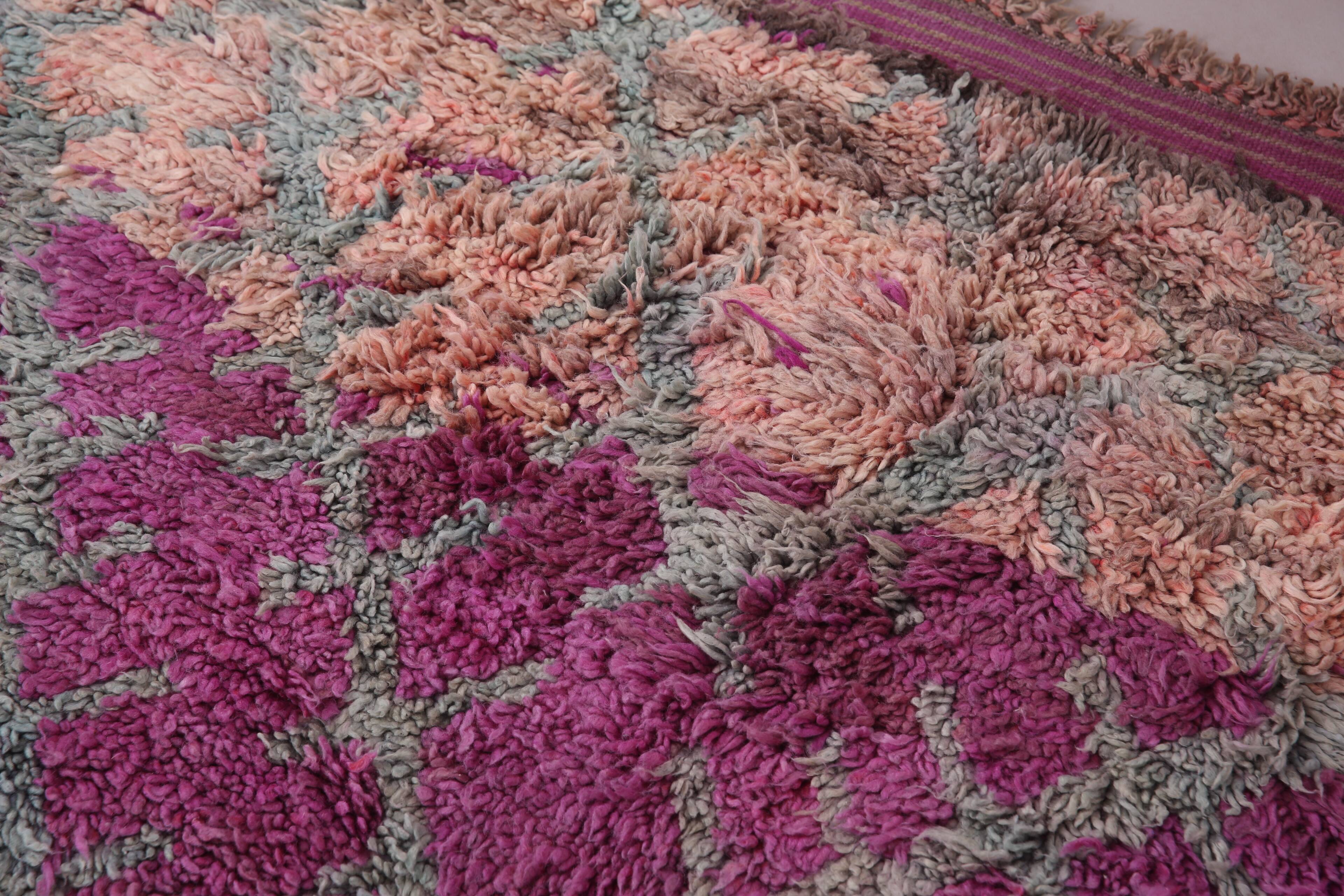 Purple Vintage Moroccan Rug 185 x 437 cm - Large Berber Wool Rug Handmade